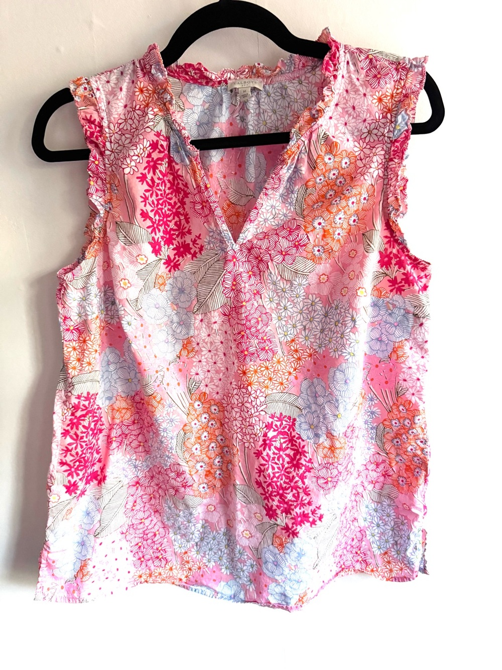 Talbots Pink Floral Ruffle-Trim Sleeveless Camisole